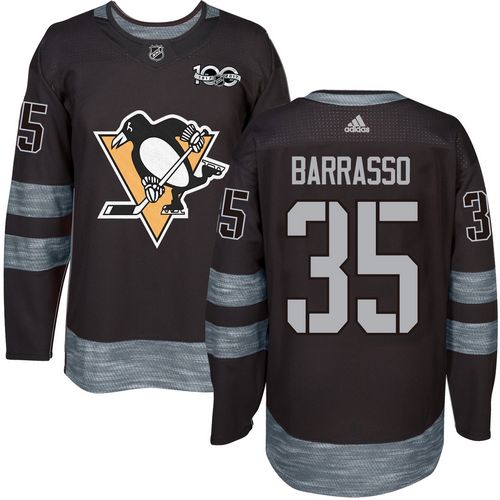 Adidas Penguins #35 Tom Barrasso Black 1917-100th Anniversary Stitched NHL Jersey